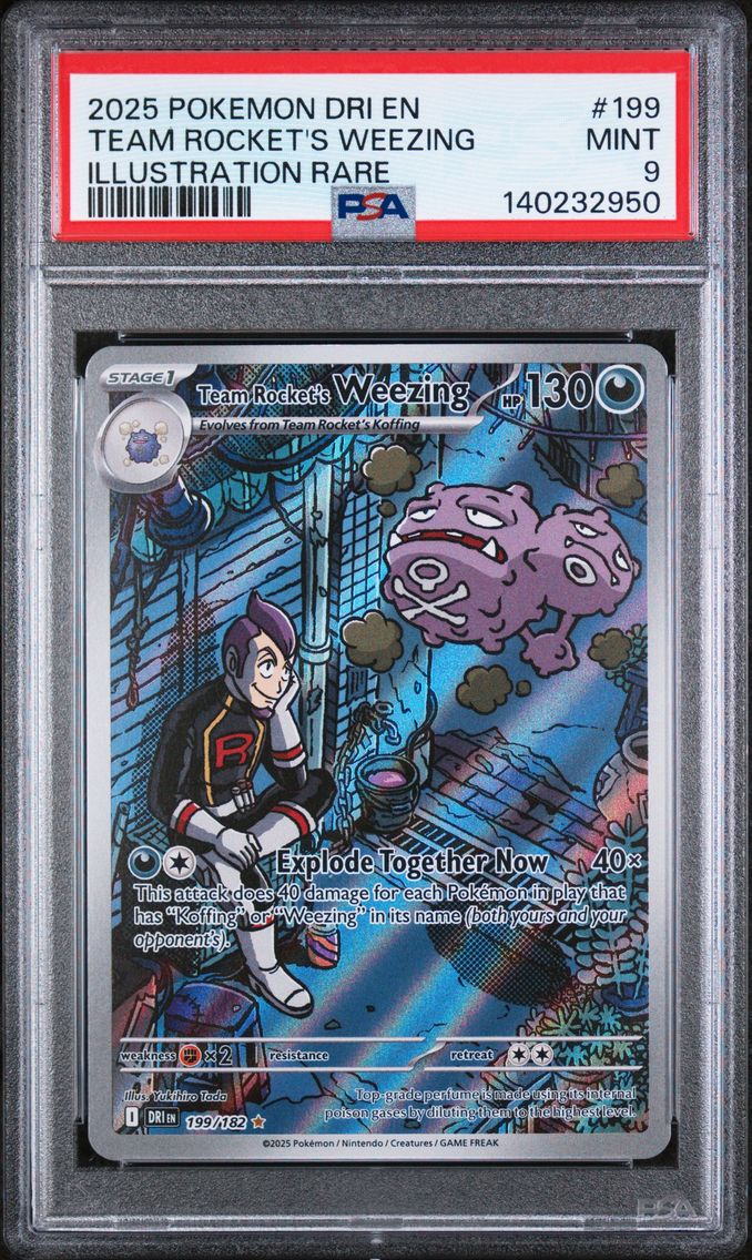 2025 #199 Team Rocket's Weezing PSA 9 Dri EN-Destined Rivals