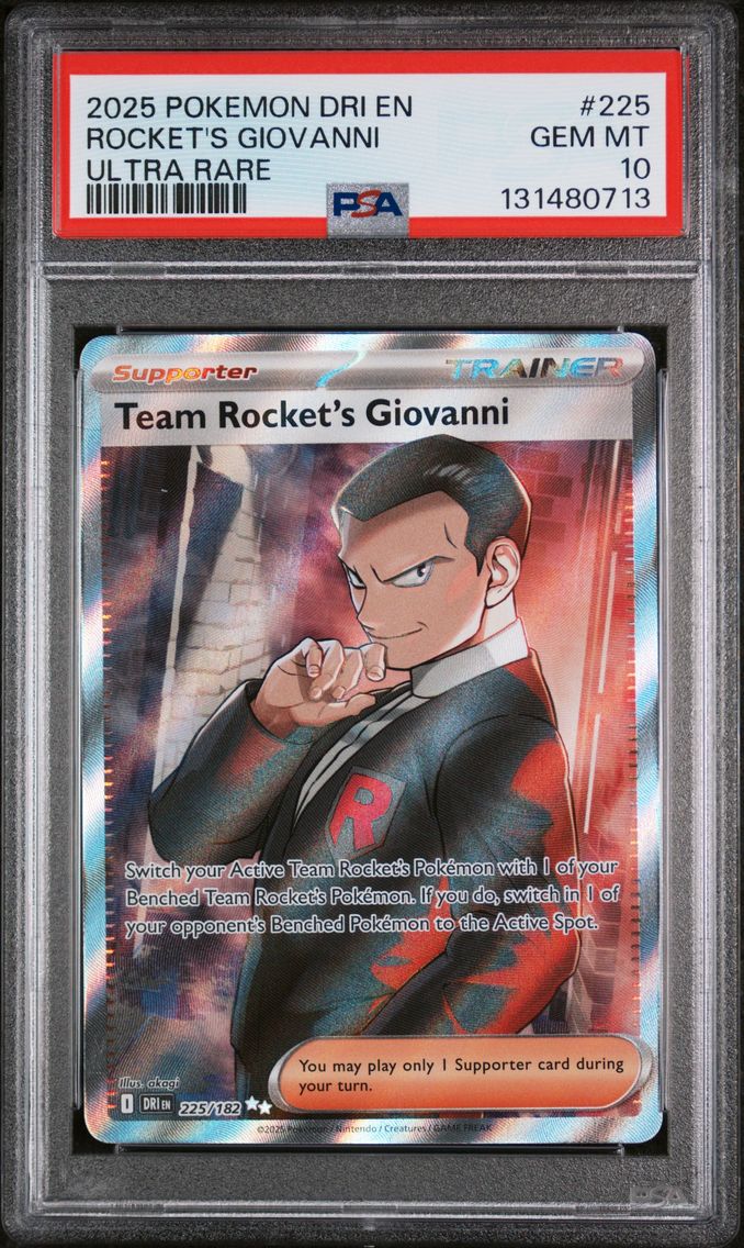 2025 #225 Team Rocket's Giovanni PSA 10 Dri EN-Destined Rivals Pokemon