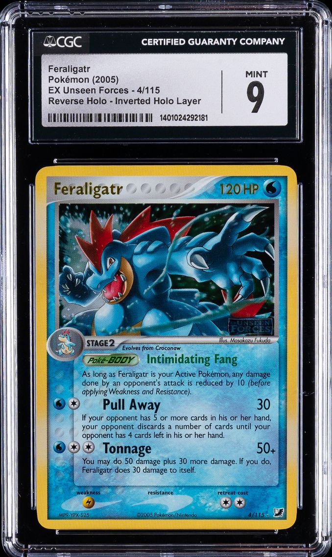 2005 #4 Feraligatr CGC 9 Pokemon | EX Unseen Forces-Reverse Holo, Inverted Holo Layer