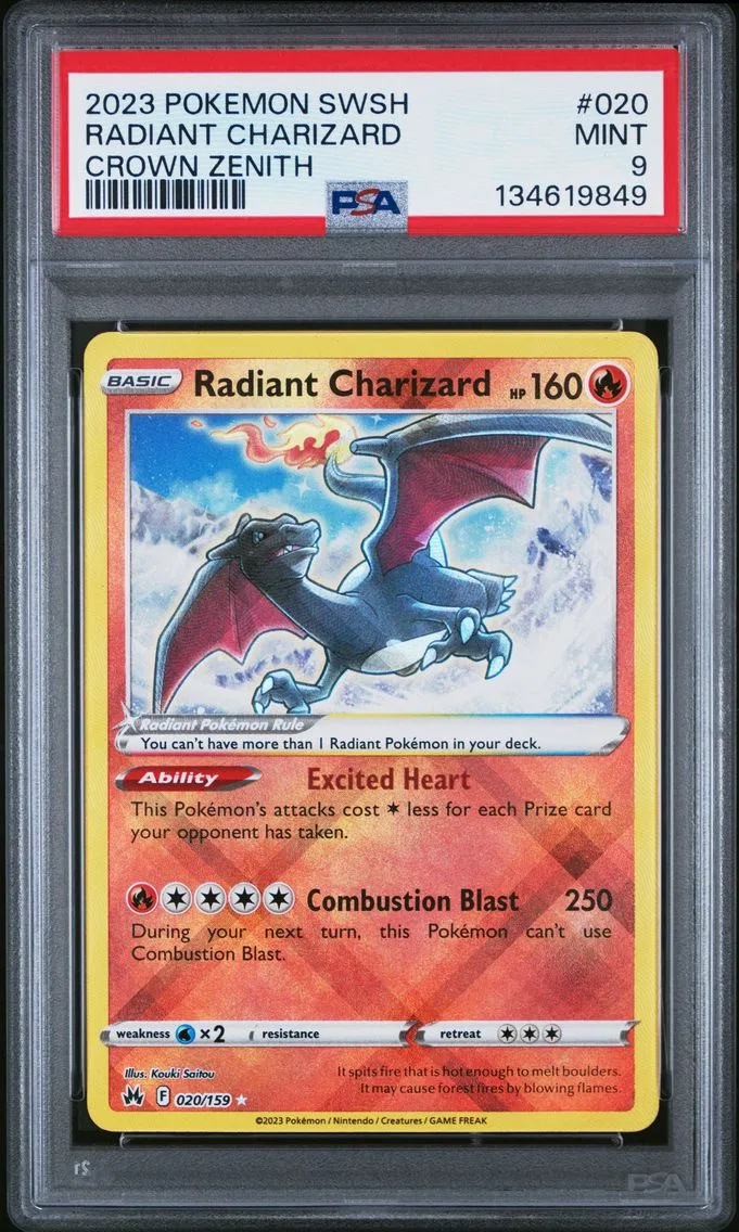 2023 #020 Radiant Charizard PSA 9 Sword and Shield Crown Zenith Pokemon