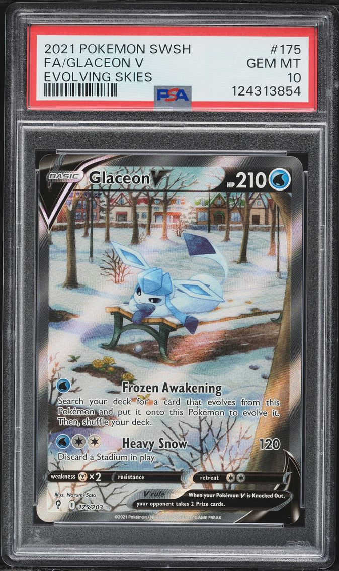 2021 #175 Full Art/Glaceon V PSA 10 Sword & Shield Evolving Skies Pokemon