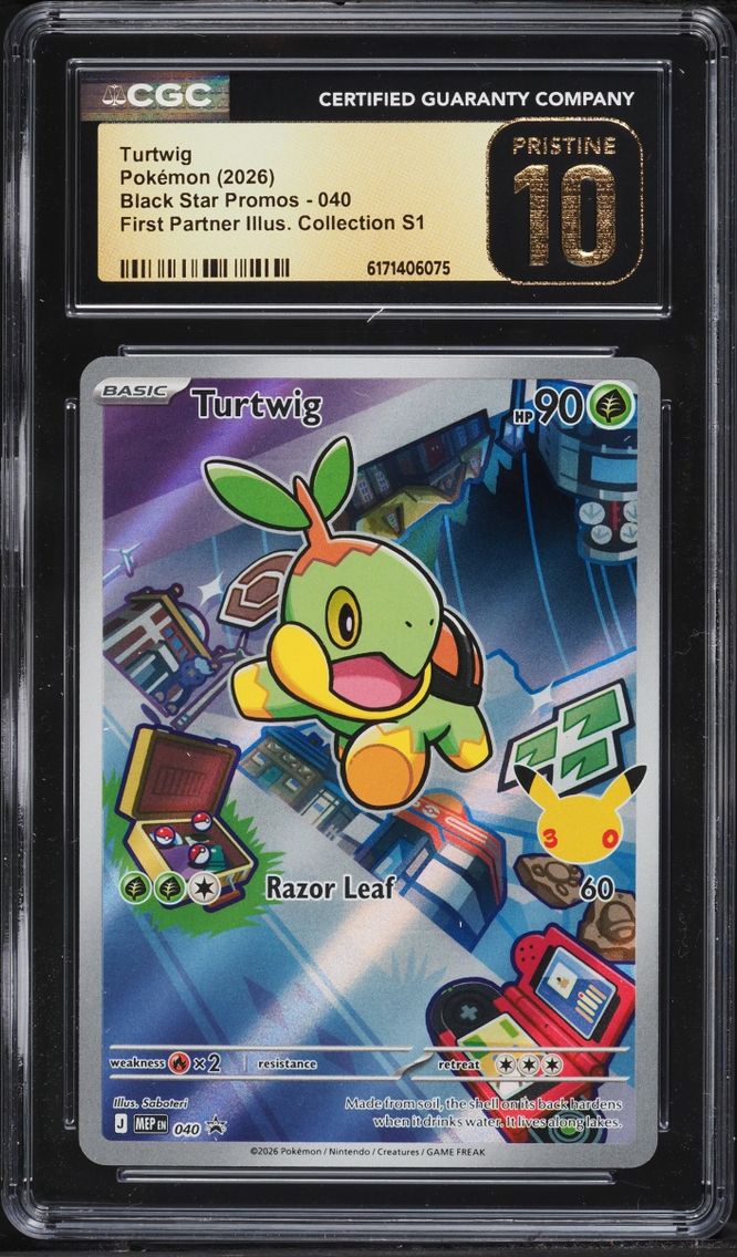 2026 Pokemon Mega Promo First Partner Illustration S1 Full Art Turtwig #40 CGC 10 PRISTINE
