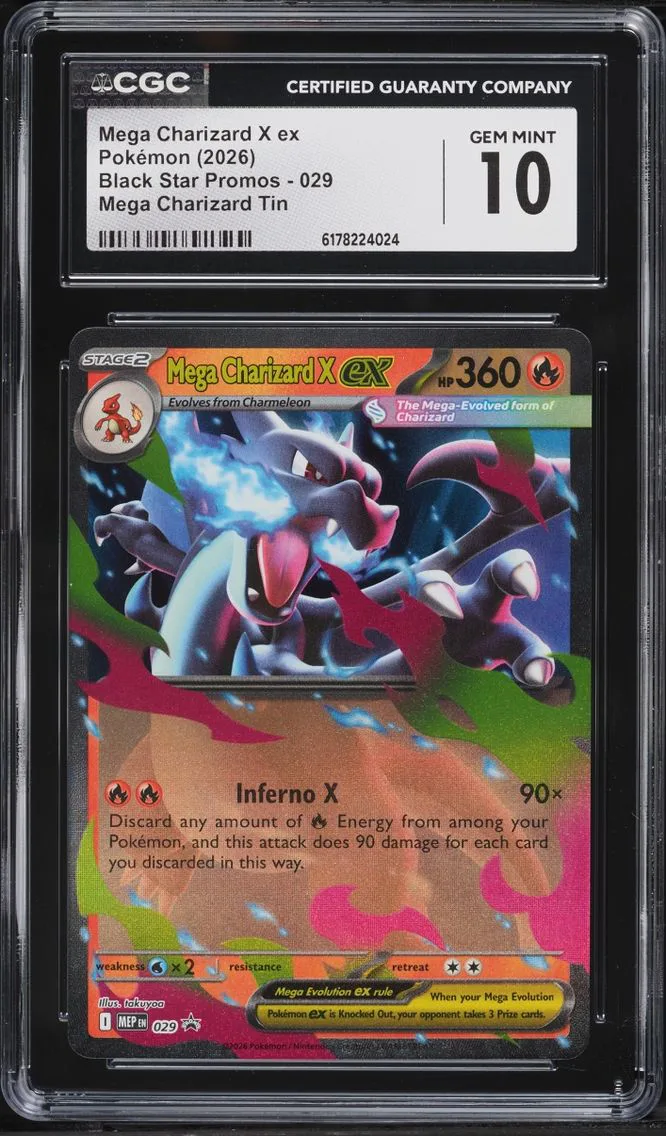 2026 Pokemon Mega Evolution Promo Tin Mega Charizard X Ex #29 CGC 10 GEM MINT