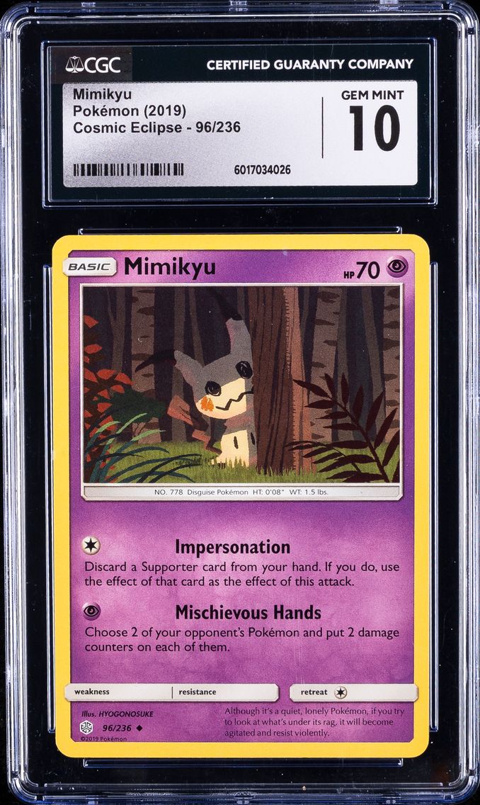 2019 #96 Mimikyu CGC 10 Sun & Moon Cosmic Eclipse Pokemon