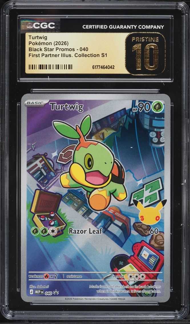 2026 Pokemon Mega Promo First Partner Illustration Full Art Turtwig #40 CGC 10 PRISTINE