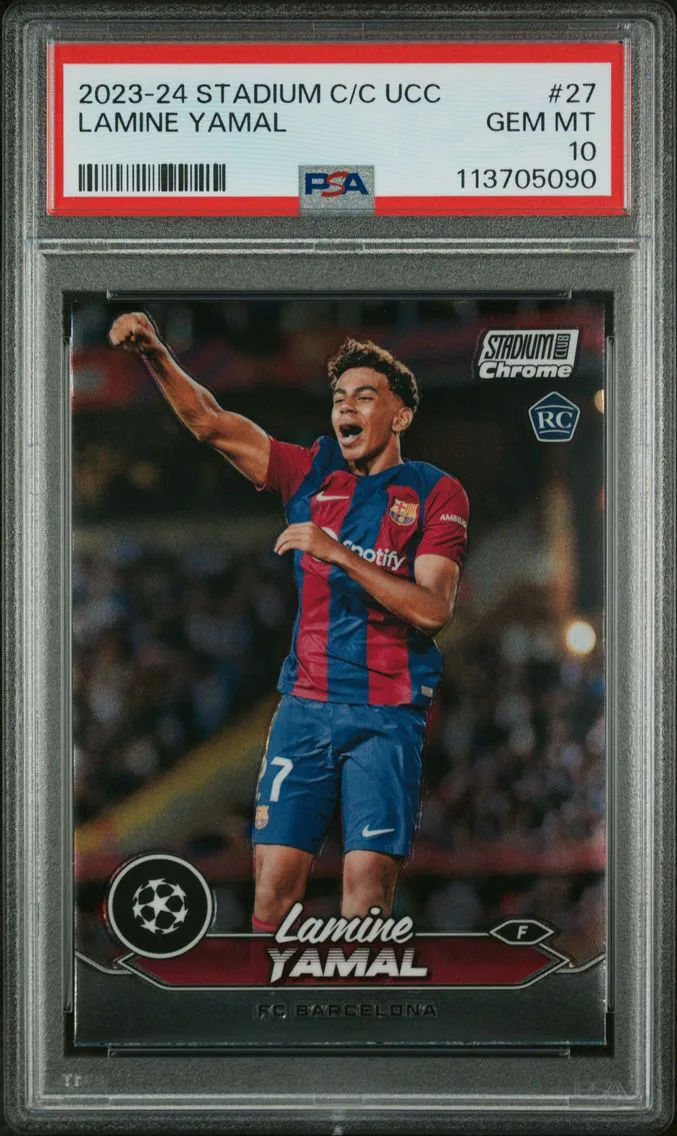 2023 #27 Lamine Yamal PSA 10 Topps Stadium Club Chrome UEFA Club Competitions