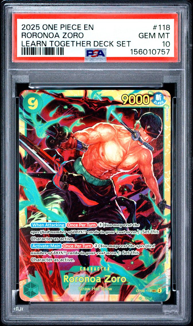 2025 #118 Roronoa Zoro PSA 10 One Piece Learn Together Deck Set