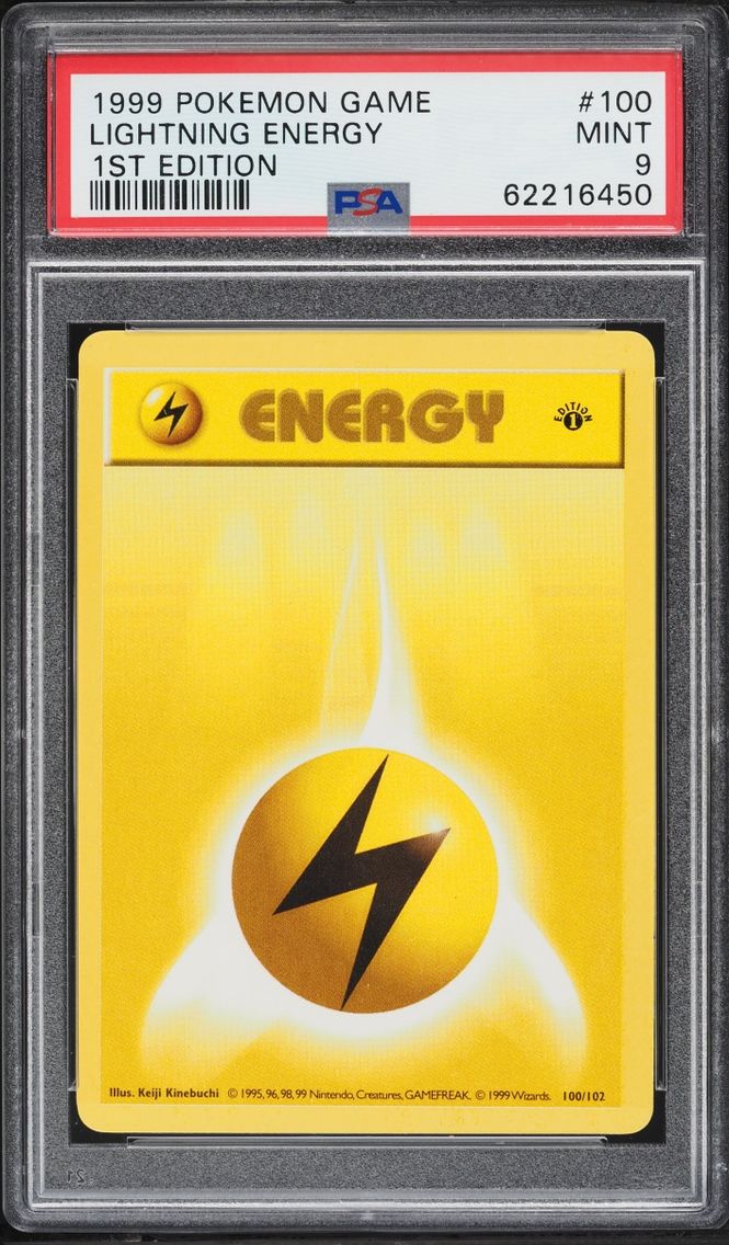 1999 Pokemon Base Set Shadowless 1st Edition Lightning Energy #100 PSA 9 MINT