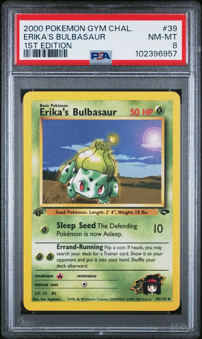 2000 #39 Erika's Bulbasaur 1st Edition PSA 8 Gym Challenge