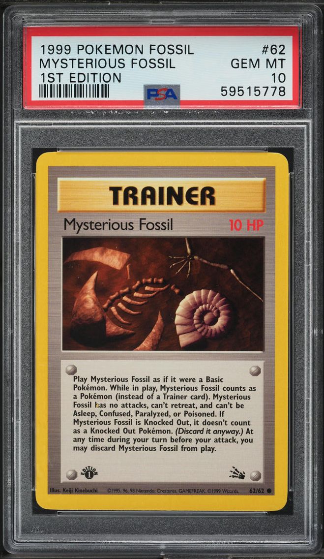 1999 Pokemon Fossil 1st Edition Mysterious Fossil #62 PSA 10 GEM MINT