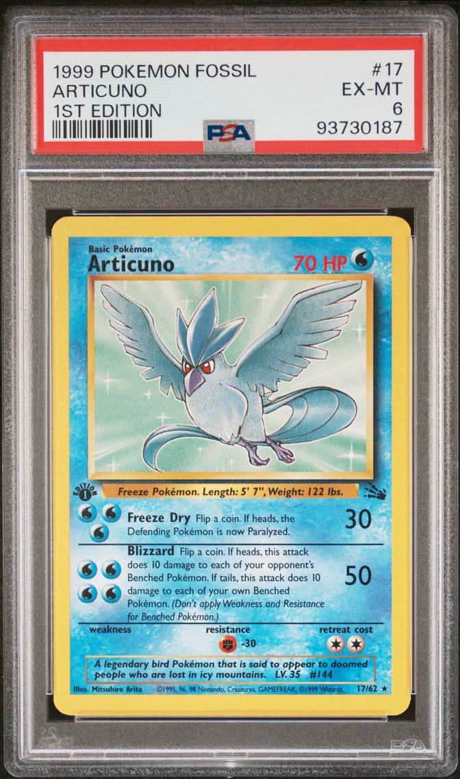 1999 #17 Articuno 1st Edition PSA 6 Fossil Pokemon