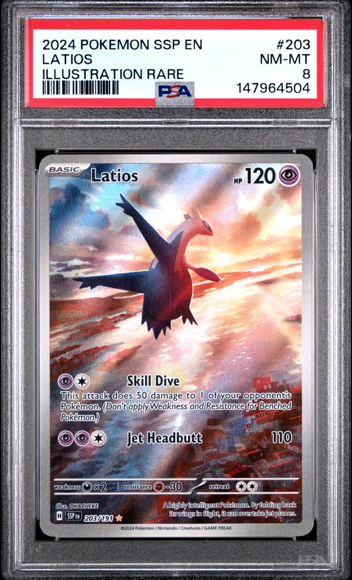 2024 #203 Latios PSA 8 Ssp EN-Surging Sparks Pokemon