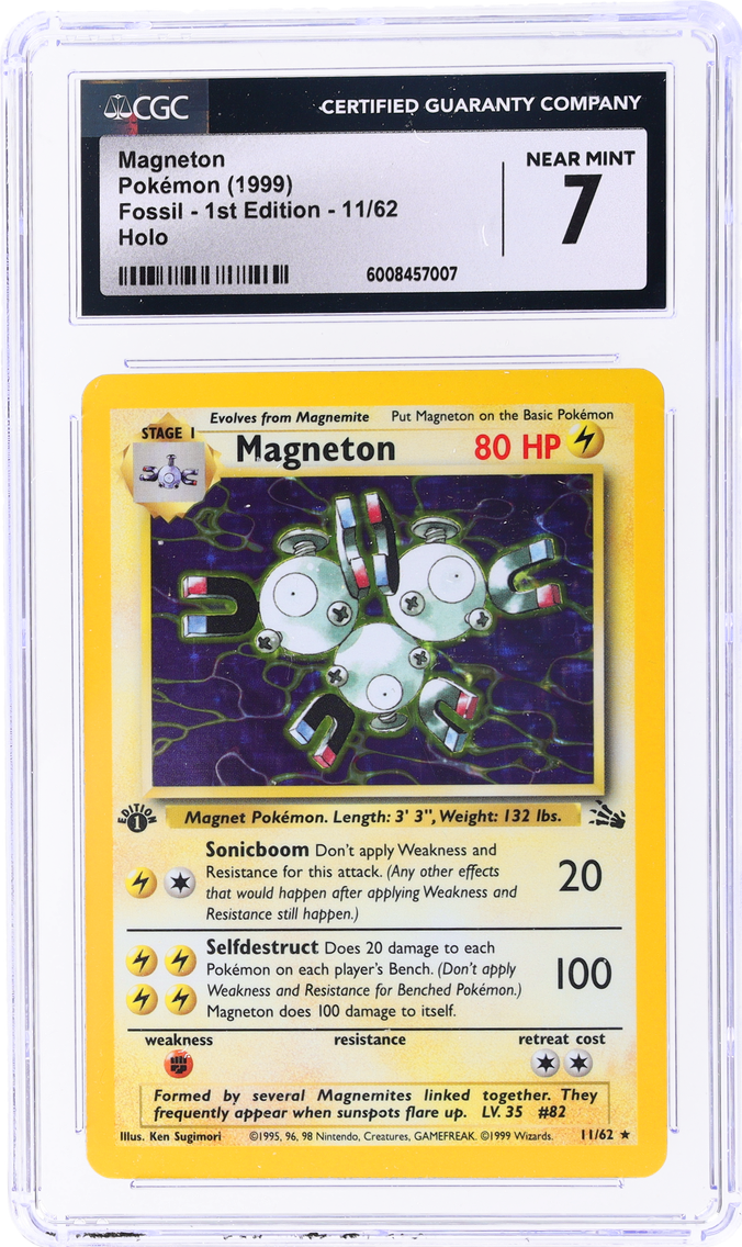 1999 #11 FOSSIL 1ST EDITION HOLO MAGNETON CGC 7 POKEMON