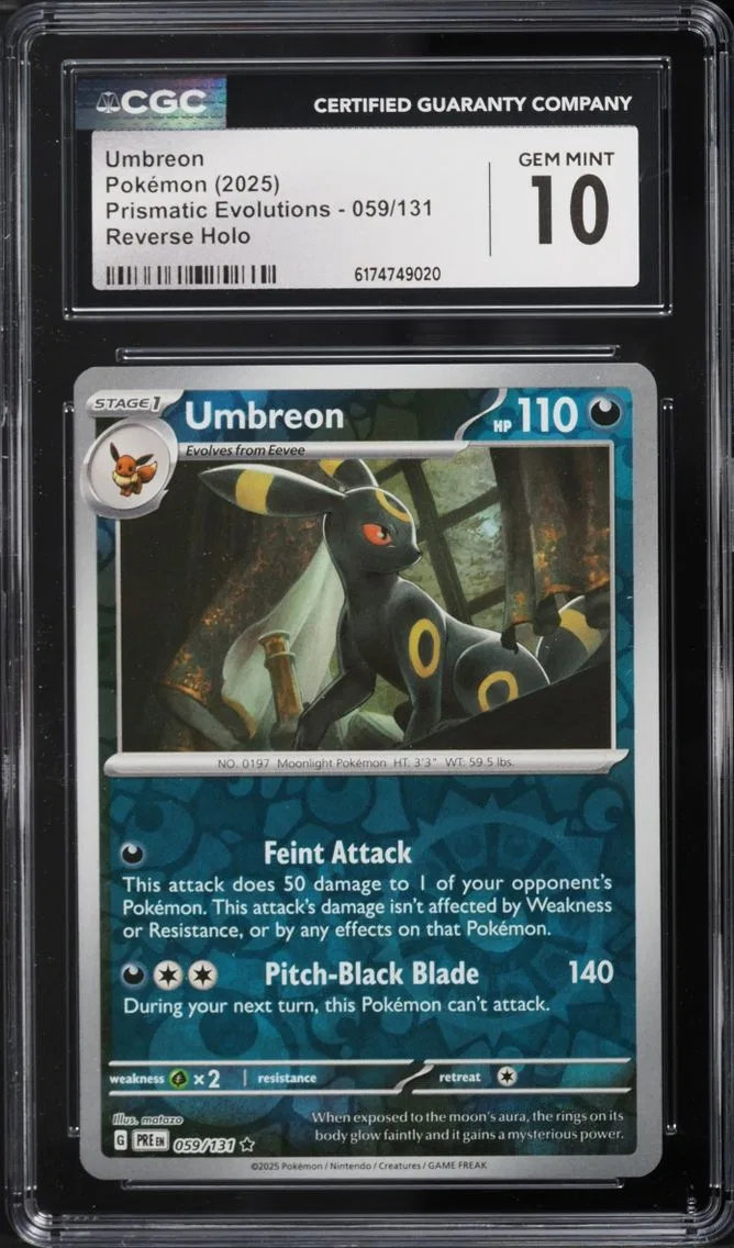 2025 #59 Umbreon CGC 10 Pokemon Scarlet & Violet Prismatic Evolutions Reverse Holo