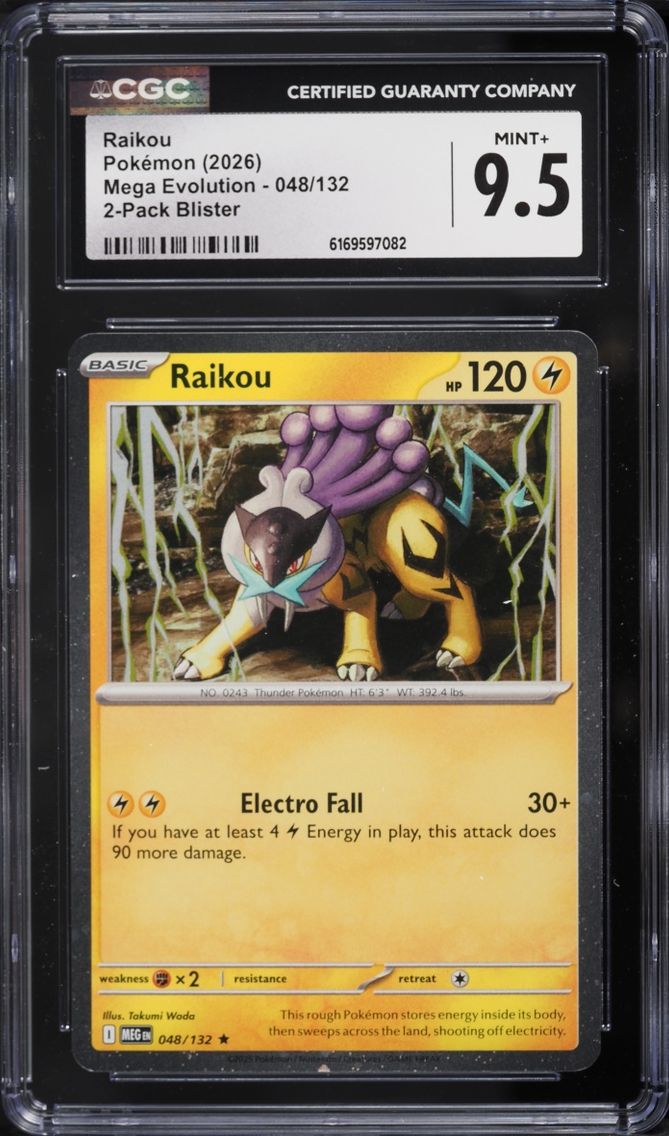 2026 Pokemon Mega Evolution 2 Pack Blister Cosmos Holo Raikou #48 CGC 9.5 MINT+
