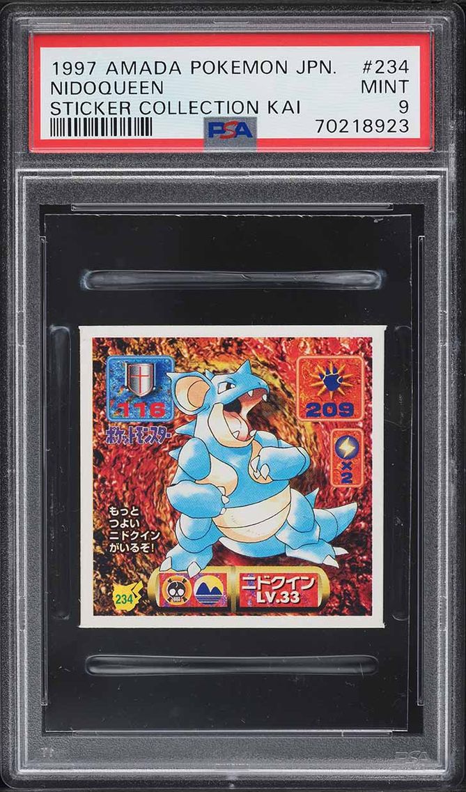 1997 Pokemon Japanese Amada Sticker Collection Kai Nidoqueen #234 PSA 9 MINT