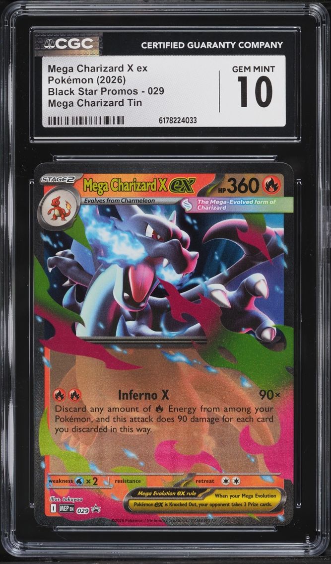 2026 Pokemon Mega Evolution Promo Tin Mega Charizard X Ex #29 CGC 10 GEM MINT