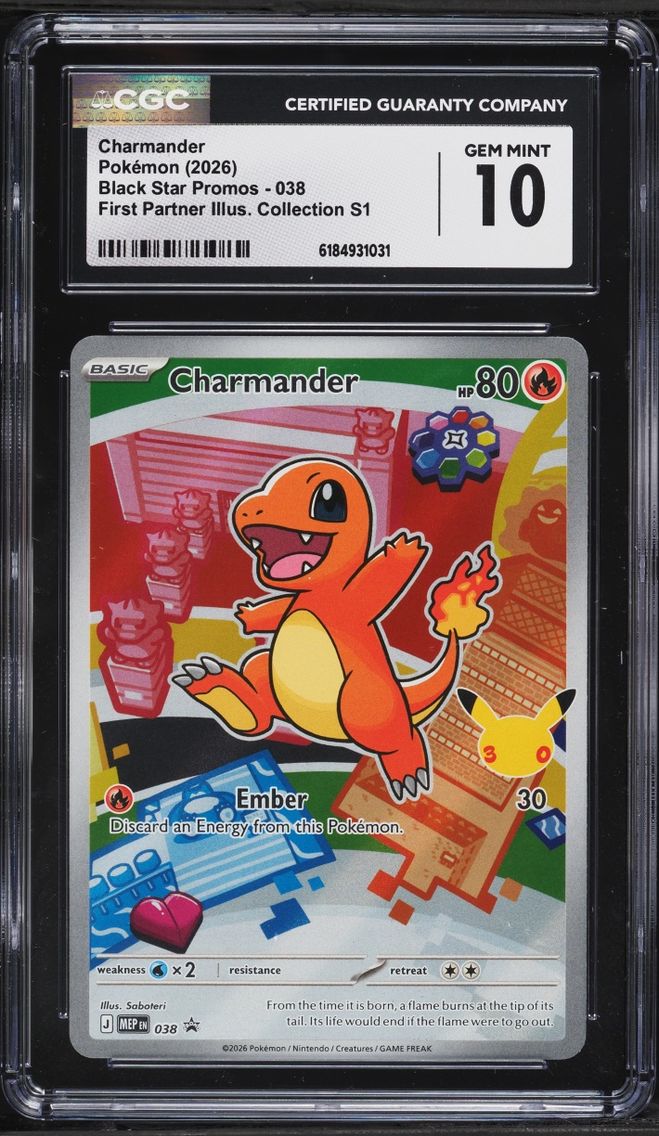 2026 Pokemon Mega Promo First Partner Illustration S1 Full Art Charmander #38 CGC 10 GEM MINT