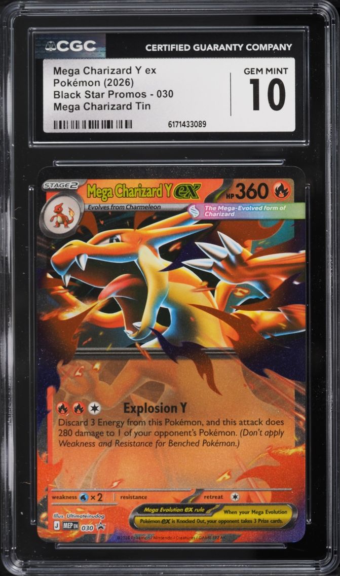 2026 Pokemon Mega Evolution Promo Tin Mega Charizard Y Ex #30 CGC 10 GEM MINT