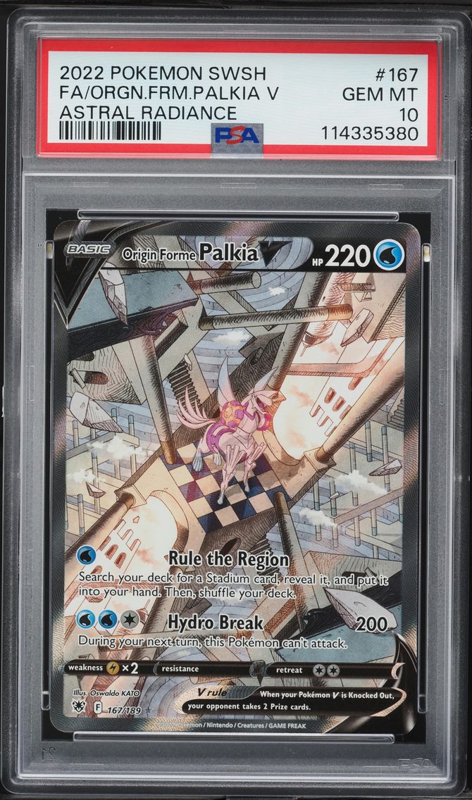 2022 #167 Full Art/Origin Forme Palkia V PSA 10 Sword & Shield Astral Radiance Pokemon