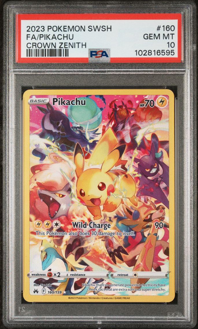 2023 #160 FULL ART/PIKACHU PSA 10 POKEMON SWORD AND SHIELD CROWN ZENITH