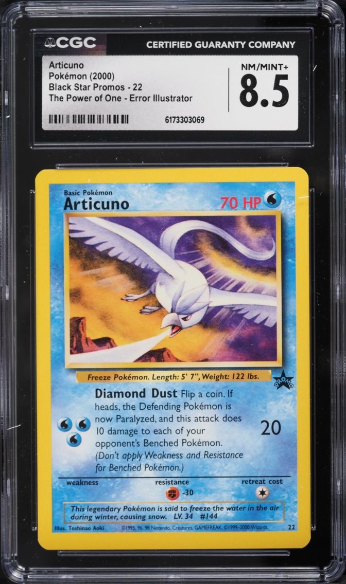 2000 Pokemon Black Star Promo The Power Of One Error Articuno #22 CGC 8.5 NM-MT+