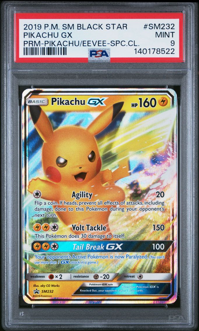 2019 #SM232 Pikachu GX PSA 9 SM Black Star Promo Pokemon