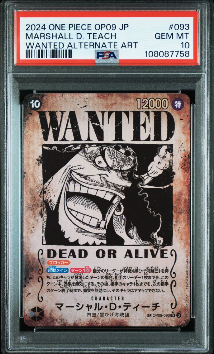 2024 #093 Marshall D. Teach Wanted Alternate Art PSA 10 Japanese OP09-Emperors in the New World One Piece
