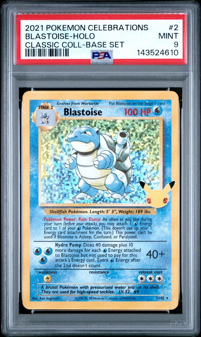 2021 #2 Blastoise-Holo PSA 9 Celebrations Classic Collection Pokemon