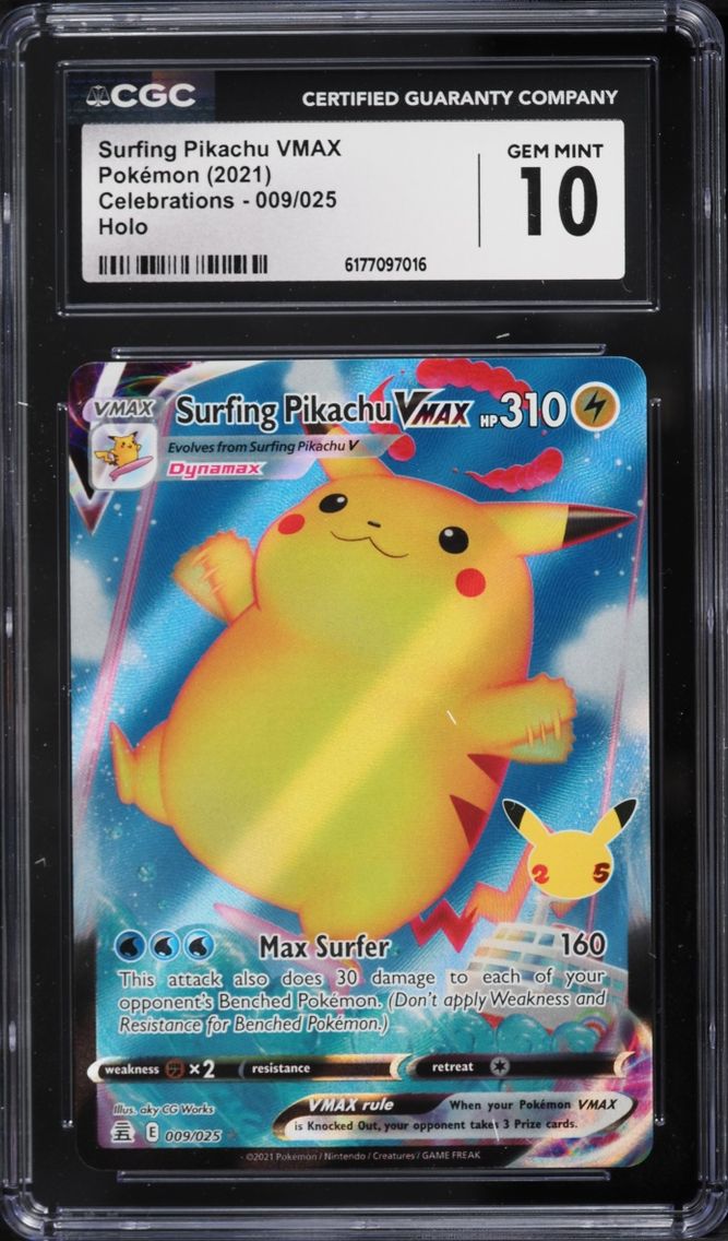 2021 #9 Surfing Pikachu VMAX CGC 10 Pokemon Sword & Shield Celebrations Full Art
