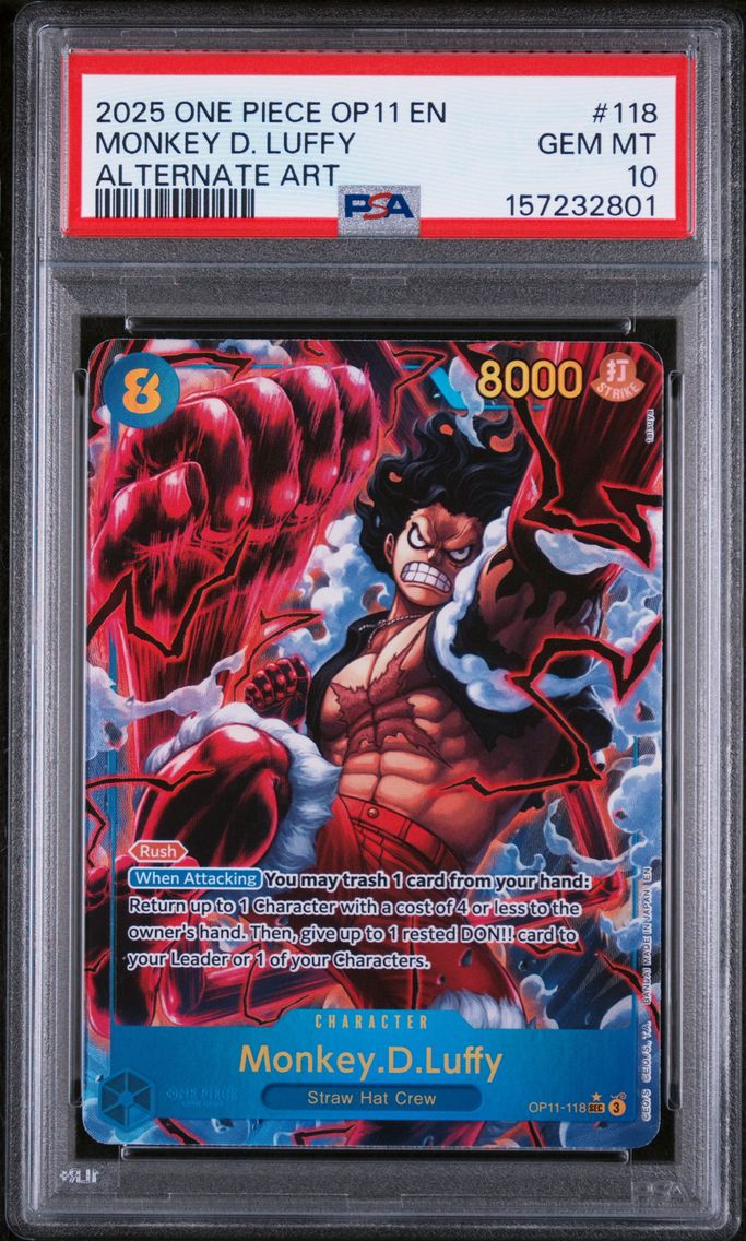 2025 #118 Monkey D. Luffy PSA 10 One Piece OP11-A Fist of Divine Speed