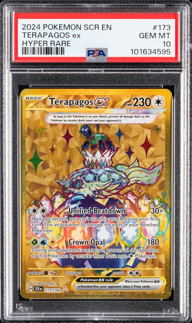 2024 #173 Terapagos EX PSA 10 Scr EN-Stellar Crown Pokemon