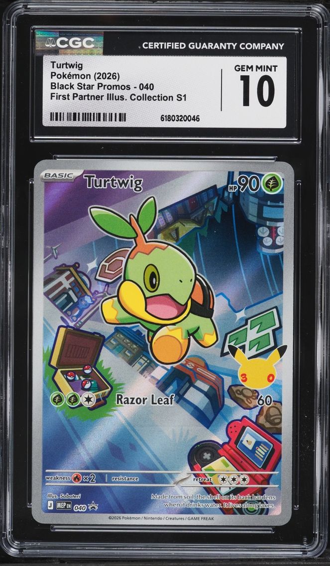 2026 Pokemon Mega Promo First Partner Illustration S1 Full Art Turtwig #40 CGC 10 GEM MINT