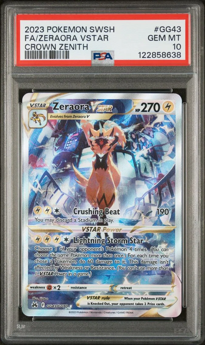 2023 #GG43 Full Art/Zeraora Vstar PSA 10 Sword and Shield Crown Zenith