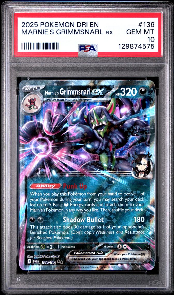2025 #136 Marnie's Grimmsnarl EX PSA 10 Dri EN-Destined Rivals