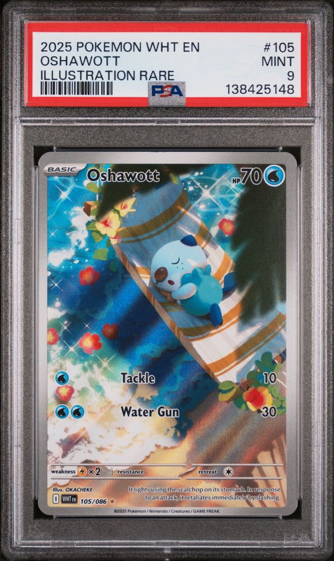 2025 #105 Oshawott PSA 9 Wht EN-White Flare Pokemon