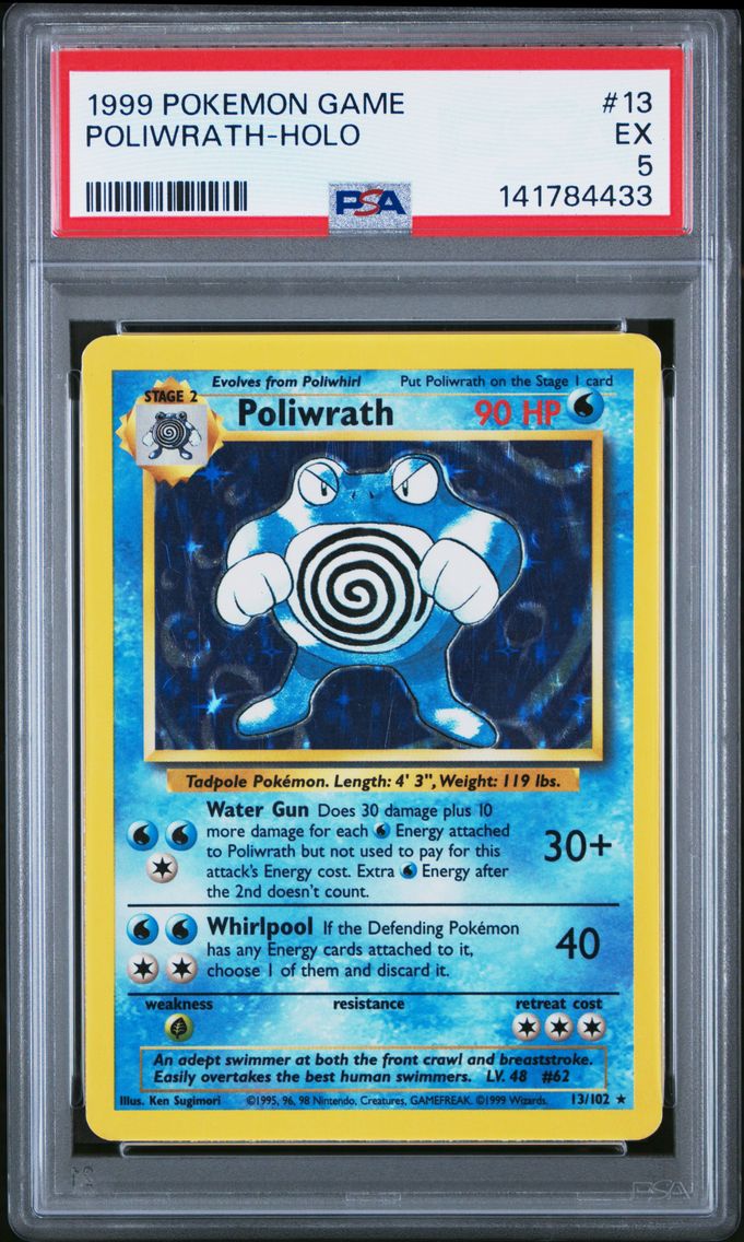 1999 #13 Poliwrath-Holo PSA 5 Game Pokemon