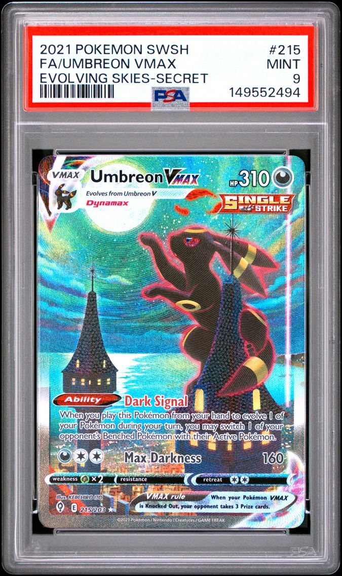 2021 #215 Full Art/Umbreon Vmax PSA 9 Sword & Shield Evolving Skies
