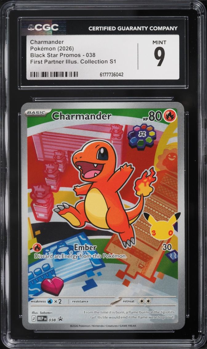 2026 Pokemon Mega Evolution Promo First Partner Illustration S1 Full Art Charmander #38 CGC 9