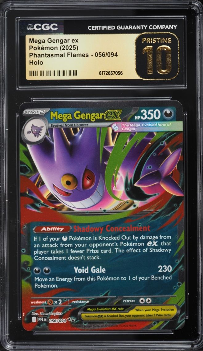 2025 Pokemon Mega Evolution Phantasmal Flames Holo Mega Gengar Ex #56 CGC 10 PRISTINE