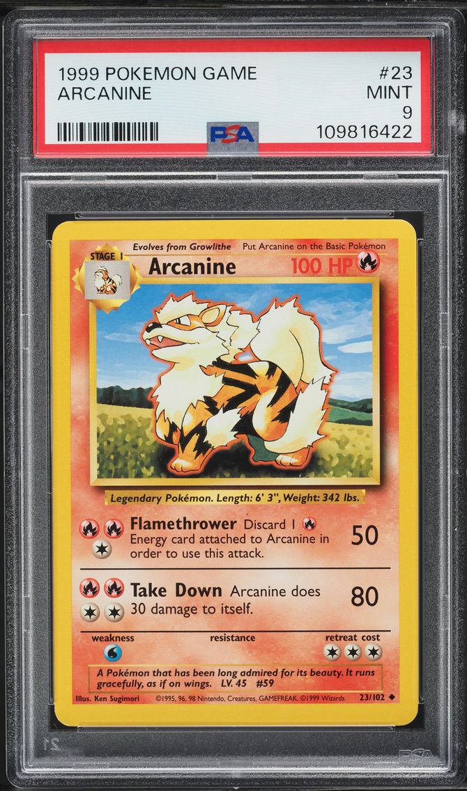 1999 #23 Arcanine PSA 9 Game Pokemon