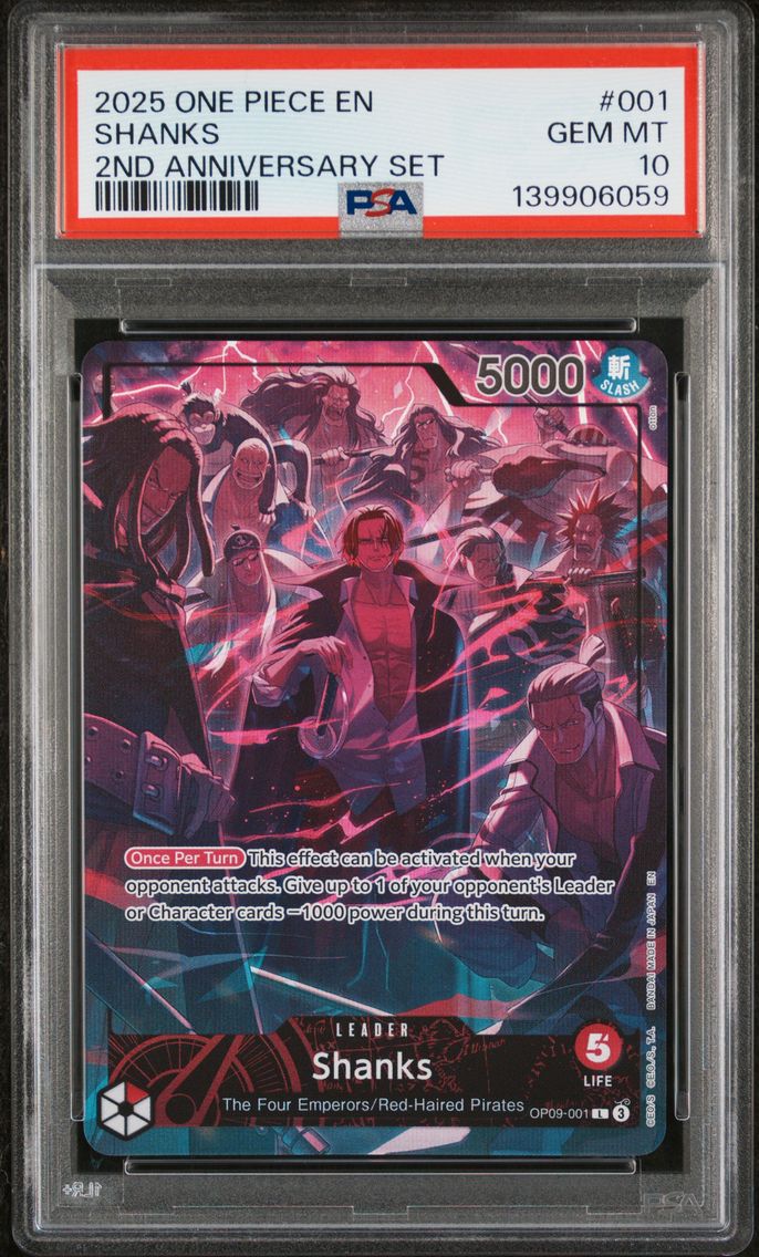 2025 #001 Shanks PSA 10 One Piece English Version 2nd Anniversary Set