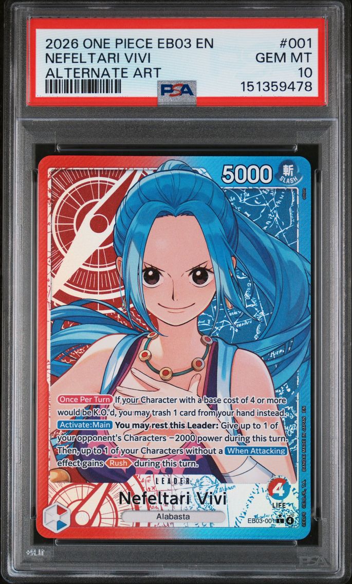2026 #001 Nefeltari Vivi PSA 10 One Piece EB03-Extra Booster -One Piece Heroines Edition-
