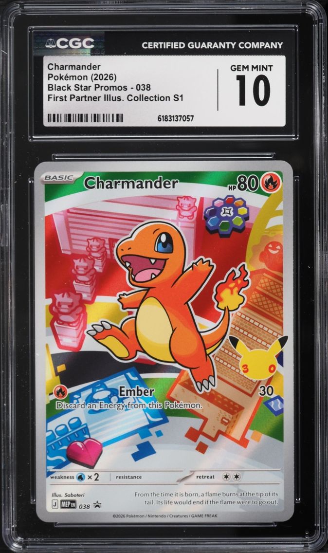2026 Pokemon Mega Promo First Partner Illustration S1 Full Art Charmander #38 CGC 10 GEM MINT