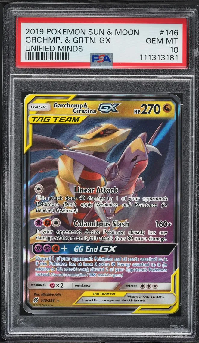 2019 #146 Garchomp & Giratina GX PSA 10 Sun & Moon Unified Minds Pokemon