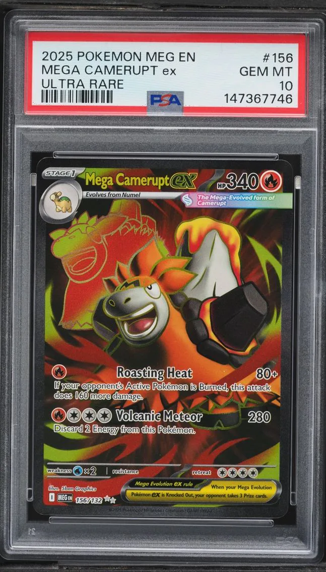 2025 Pokemon Mega Evolution Full Art Mega Camerupt EX #156 PSA 10 GEM MINT