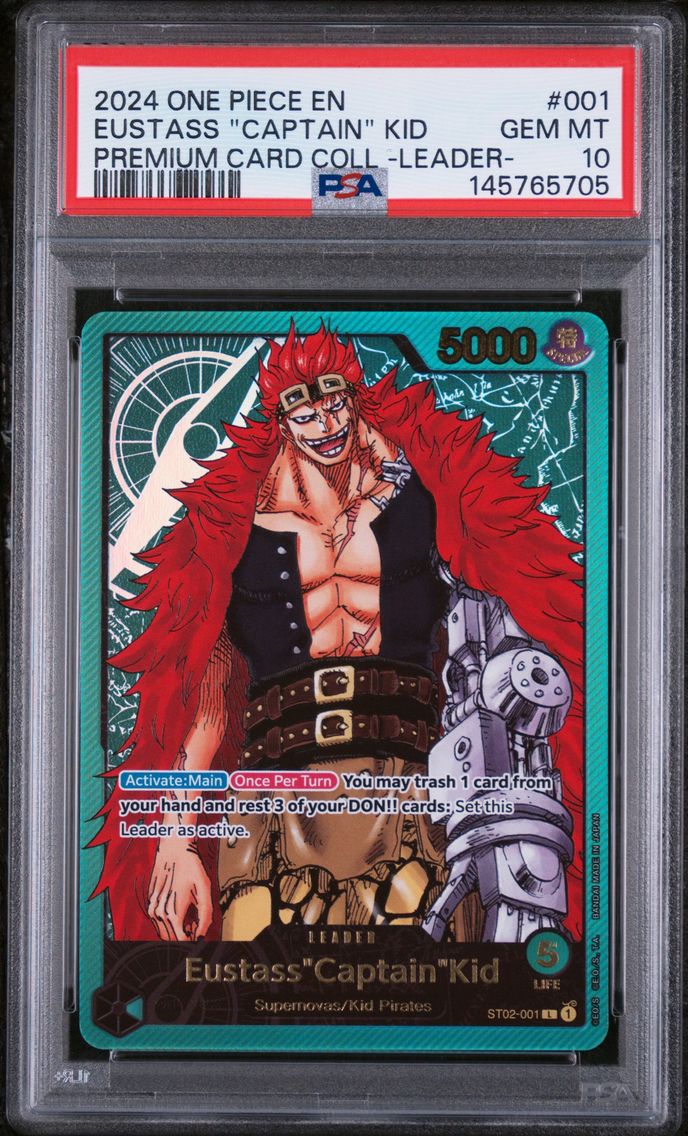 2024 #001 Eustass "Captain" Kid PSA 10 One Piece Premium Card Collection -Leader Collection-