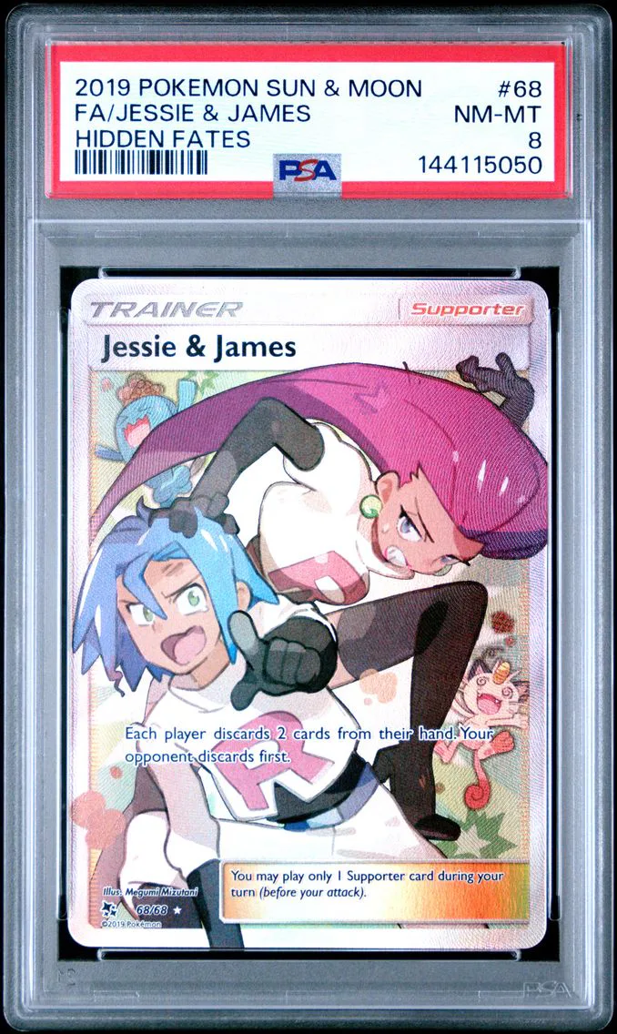 2019 #68 Full Art/Jessie & James PSA 8 Sun & Moon Hidden Fates Pokemon