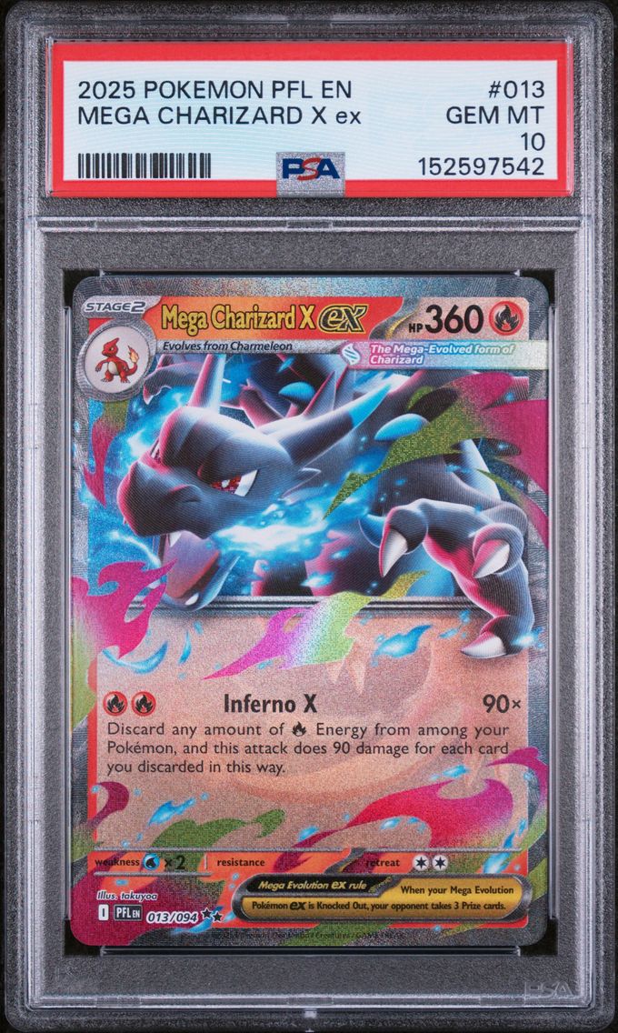 2025 #013 Mega Charizard X EX PSA 10 Pfl EN-Phantasmal Flames
