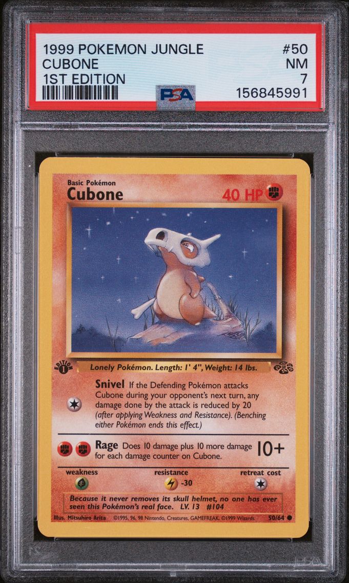 1999 #50 Cubone 1st Edition PSA 7 Jungle